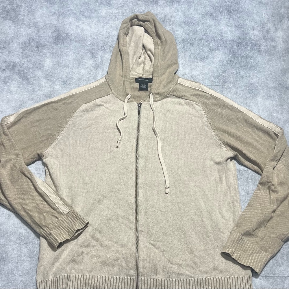 Calvin Klein Zip Up Hoodie Hooded Sweatshirt Men’s Size Large Beige